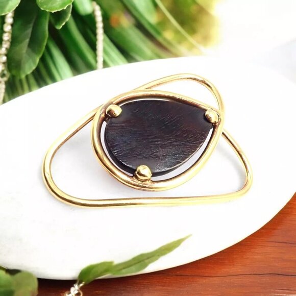 Vintage! Authentic Van Cleef & Arpels 18k Yellow Gold LetterWood Money Clip - Picture 2 of 10